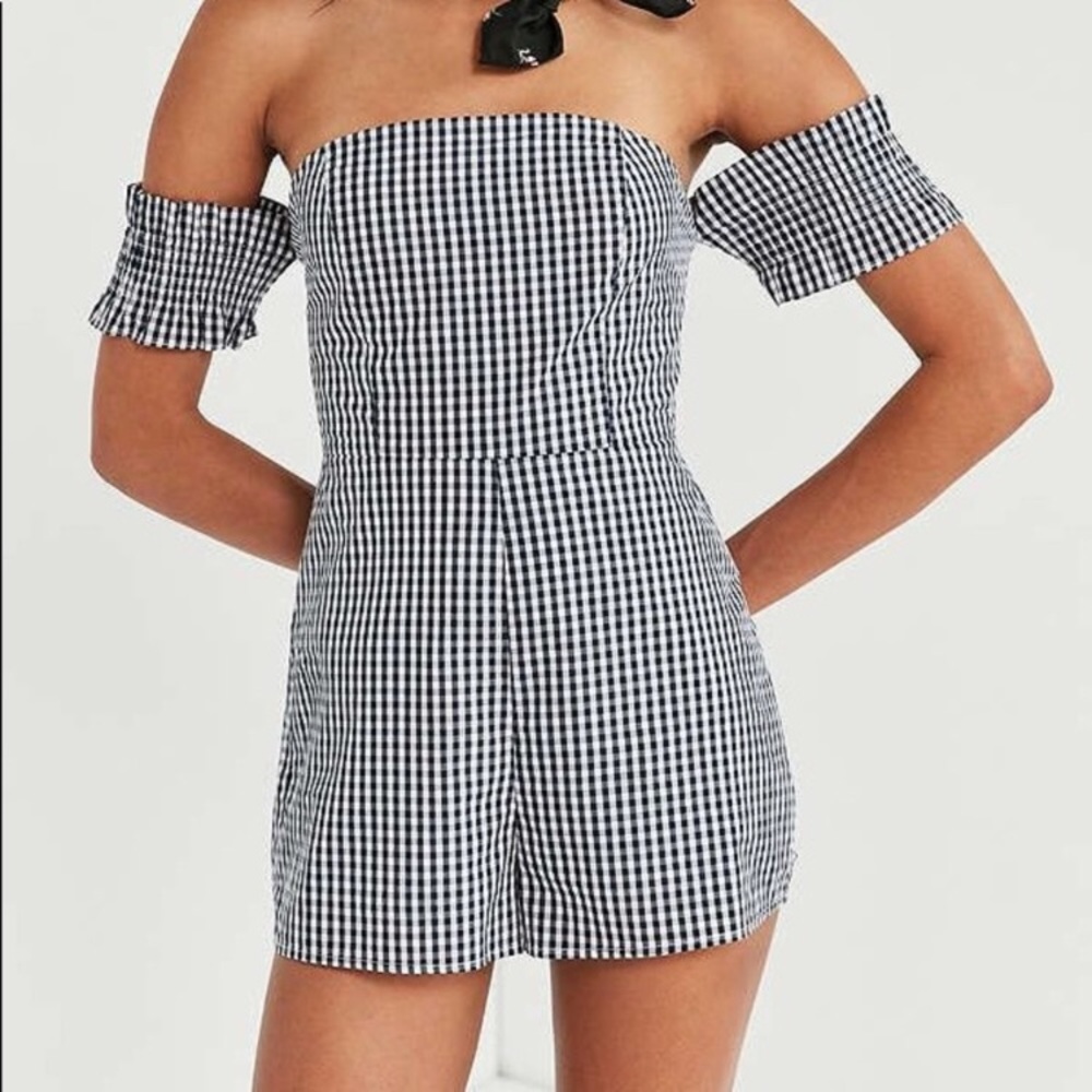 Kimchi Blue Gingham Off the Shoulder Romper